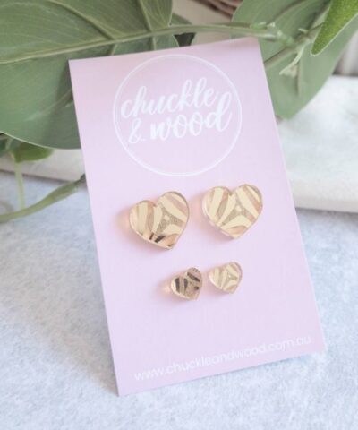 Zebra Heart Studs