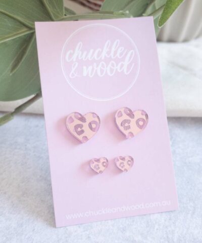 Leopard Heart Studs