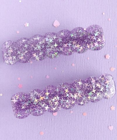 Purple Sparkle Glitter Clips