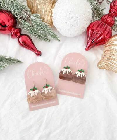 Mum's Christmas Pudding Earrings