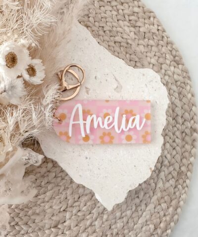 'Retro Flowers' Keychain