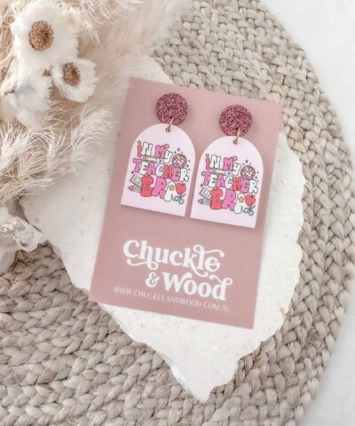 'In My Teacher Era' Earrings | Pink