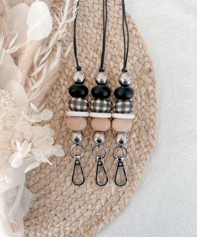 Gingham Girl Lanyard | Black