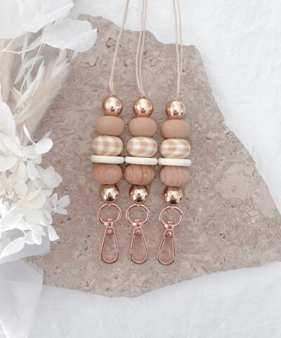 Gingham Girl Lanyard | Oatmeal