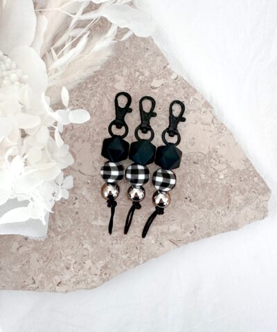 Mini Keychain | Gingham Girl Black