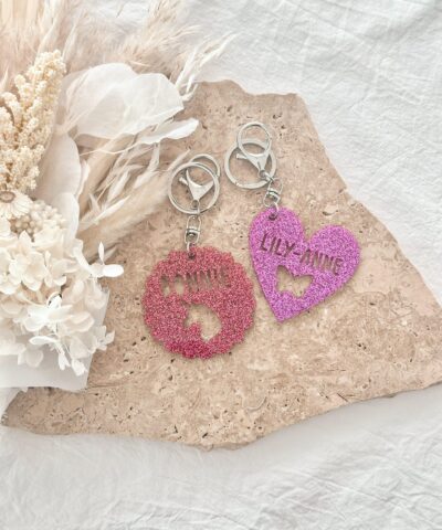 Personalised Kids Bag Tag Keychains | Glitter