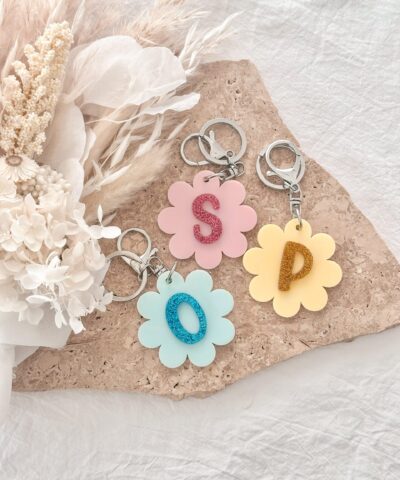 Personalised Kids Bag Tag Keychains | Flower