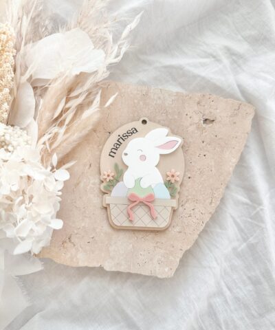 Personalised Easter Basket Tag | Floral Easter Bunny