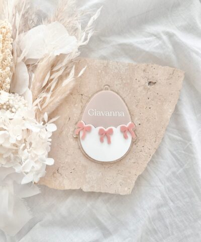 Personalised Easter Basket Tag | Egg + Mini Bows