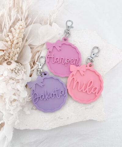Personalised Wavy Bow Keychains
