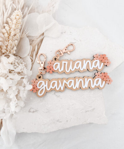 Personalised Floral Name Keychains