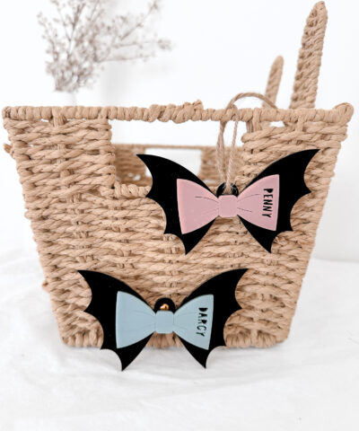Bat Bow Halloween Tags