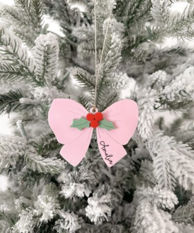 Personalised Holly Bow Ornament