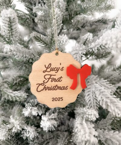 Personalised First Christmas Ornament | Scallop Bow
