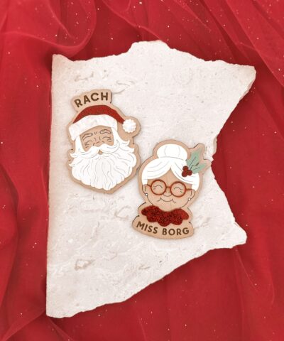 Personalised Santa & Mrs Claus Christmas Badges