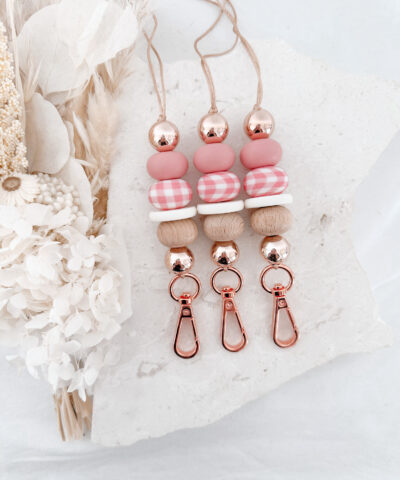 Gingham Girl Lanyard | Blush