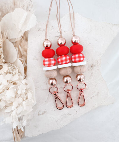 Gingham Girl Lanyard | Red
