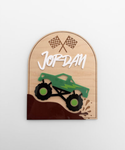 Personalised Monster Truck Name Plaque | Lightning
