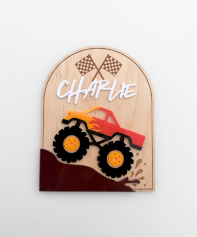 Personalised Monster Truck Name Plaque | Flames
