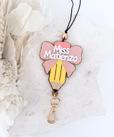 Personalised 'Bow & Pencil' Lanyard