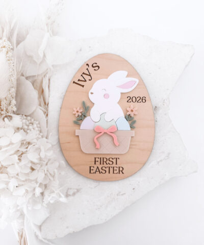 Personalised My First Easter Plaque | Floral Easter Bunny